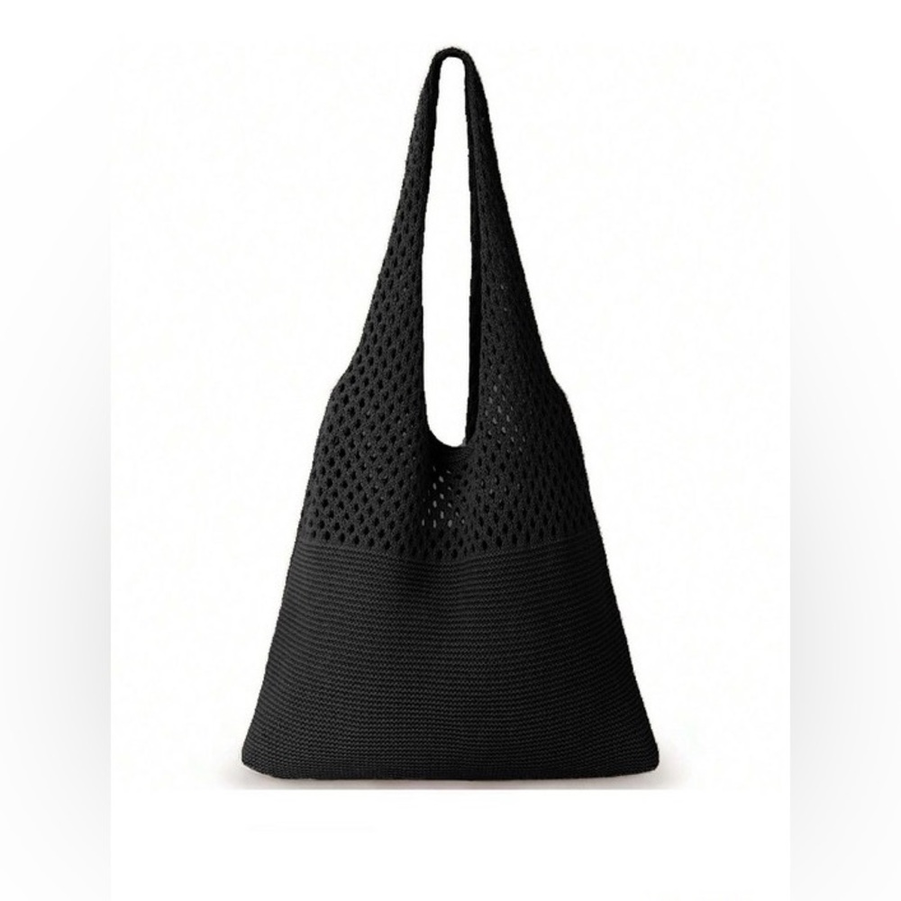 Elegant Black Knit Tote Bag